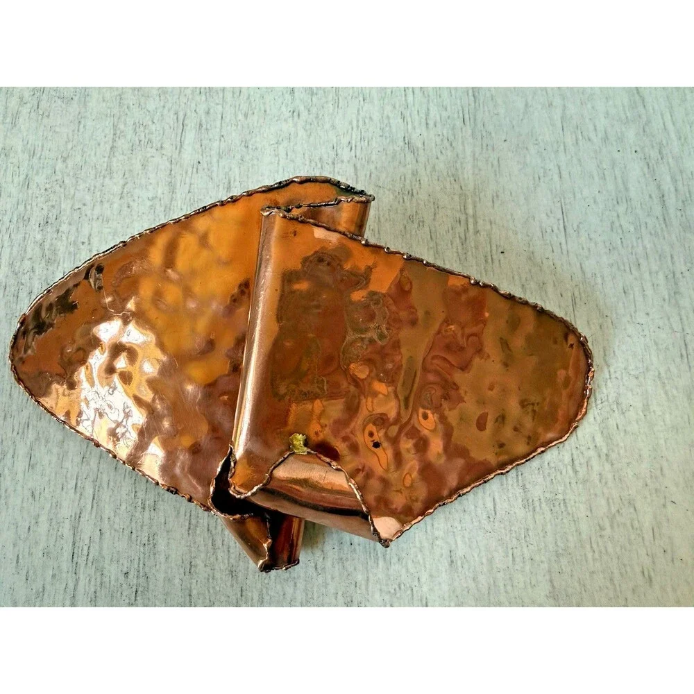 Vintage FraJo Modernist Brutalist Sculptural Belt Buckle 1980s Copper Hammered